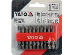 Бита PH3х50мм 1/4" (10шт) S2 HRC58-62 Yato YT-0479