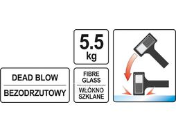 Молоток безынерционный Yato 5.5кг. 105х105х180мм YT-46273