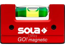 Уровень 68 мм 1 глазок пластм. GO! magnetik (SOLA) (Карманный магнитный уровень без держателя на пояс)