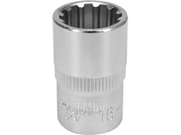 Головка торцевая spline 1/2" 6гр. 16мм L38мм CrV на держателе Yato YT-14828