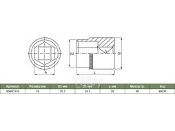 Головка торцевая 3/8"DR, 19 мм Jonnesway S04H3119