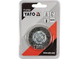 Щётка-крацовка торцевая мягкая 50мм со стержнем INOX Yato YT-47565