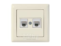 Розетка компьютерная 2xRJ45 (Cat5e, скрытая) кремовая, DARIA, MUTLUSAN ((2xRJ 45) 8-pin, соединения типа 568A или 568B)