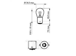 Автолампа (871150049078073) (10шт.в кор.), P21W, 12V, 21W, BA15s, Standard PHILIPS 12498CP