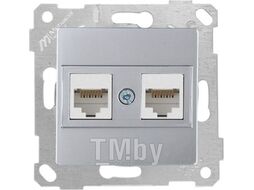 Розетка компьютерная 2xRJ45 (Cat6, скрытая, без рамки) серебро, RITA, MUTLUSAN