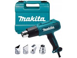 Термовоздуходувка MAKITA HG 5030 K в чем. + набор сопл (1600 Вт, 2 скор., 350-500 С, ступенч. рег.)