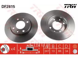 Тормозной диск Citroen Xsara (04.1997-), Peugeot 206 (09.1998-) F TRW DF2815