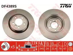 Тормозной диск BMW 5 2003-, 5 Touring 2004- Rear TRW DF4389S