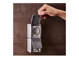 Блок из 2 розеток вертикальный открытой установки с заземлением, IP54 серый KRANZ INDUSTRIAL