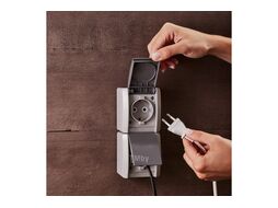 Блок из 2 розеток вертикальный открытой установки с заземлением, IP54 серый KRANZ INDUSTRIAL