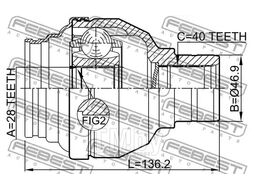 Шрус внутренний левый 28x47x40 AUDI A3/A3 Sportback (8P) 2003-2013 FEBEST 2311-TMT