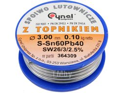 Припой для пайки Sn60Pb40, 3,0мм/100г "Cynel" 76826