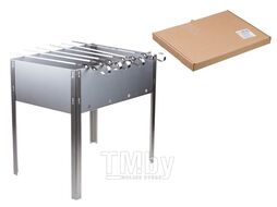Мангал сборный "Походный" с шампурами в г/карт.кор.350х250х350х0,4толщ;6 шамп. угол.),PERFECTO LINEA (размер 350х250х350х0,4толщ; 6 шампуров угол. 370