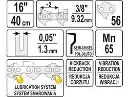 Цепь для бензопилы 16" 3/8" Yato YT-84953