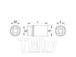 Головка торцевая 3/8" 6гр. 10мм L63мм CrV Yato YT-3824