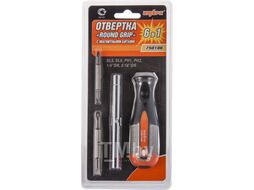 Отвертка стержневая 6 в 1 ROUND GRIP 1/4",5/16"DR, SL5,6, PH1,2 Ombra 750106