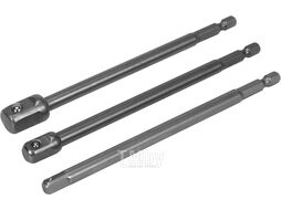 Переходники для шуруповерта под головки 1/4", 3/8", 1/2" 150мм (3щт.) Yato YT-04628