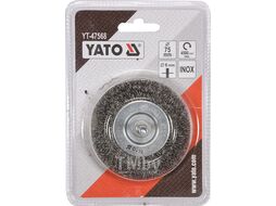 Щётка-крацовка торцевая мягкая 75мм со стержнем INOX Yato YT-47568