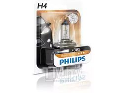 Автолампа (871150047480330) (Блистер), H4 Premium, 12V, 60/55W, P43t-38, +30света PHILIPS 12342PRB1