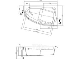 Ванна акриловая асимметричная Cersanit Joanna new 160x95 с ногами правая S301-169