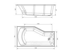 Ванна акриловая 1Марка Convey 150x75 R (с ножками)