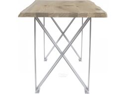 Обеденный стол Buro7 Призма с обзолом и сучками 150x80x76 (дуб беленый/белый)
