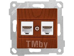 Розетка компьютерная 2xRJ45 (Cat6, скрытая, без рамки) вишня, RITA, MUTLUSAN