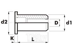 Заклепка резьб. EKT M6x19.0/0530, ст.,оцинк.,цил.борт,насечка на теле, гл.торец (упак/1.000шт) CV013149