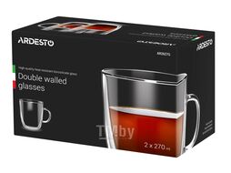 Набор чашек с ручками с двойными стенками Ardesto AR2627G, 270 мл, H 10 см, 2 шт, боросиликатное стекло