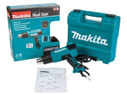 Термовоздуходувка MAKITA HG 6031 VK в чем. + набор сопл (1800 Вт, 2 скор., 50-600 С, ступенч. рег.)