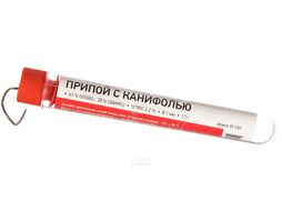 Припой с канифолью ПОС-61 REXANT, 10 г, d1.0 мм, (олово 61%, свинец 39%), колба