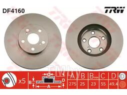 Тормозной диск Pontiak Vibe 2003- F TRW DF4160