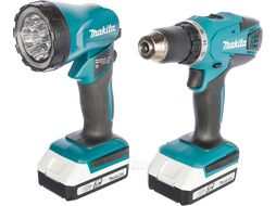 Аккум. дрель-шуруповерт MAKITA DF 457 DWLE в чем. + фонарь (18.0 В, 2 акк., 1.5 А/ч Li-Ion, 2 скор., 42 Нм, шурупы до 10 мм)