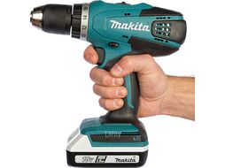 Аккум. дрель-шуруповерт MAKITA DF 457 DWLE в чем. + фонарь (18.0 В, 2 акк., 1.5 А/ч Li-Ion, 2 скор., 42 Нм, шурупы до 10 мм)