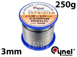 Припой для пайки Sn60Pb40, 3,0мм/250г "Cynel" 76827