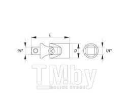 Головка-кардан шарнирный 1/4" L35мм CrV Yato YT-1437
