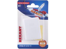 Розетка телефонная на стену, 2 входа 6Р-4С (RJ-11) REXANT