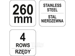 Щетка ручная нержавейка 4 рядка 260мм Yato YT-6338