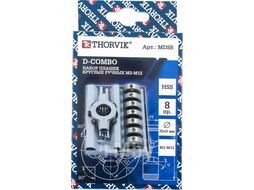 Набор плашек D-COMBO круглых ручных М3-М12, HSS, 8 предметов Thorvik MDS8