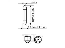 Автолампа (10шт.в кор.), Festoon T6,2x27, 12V, 3W, SV6, Standard PHILIPS 12848CP