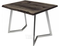 Обеденный стол Buro7 Уиллис с обзолом и сучками 110x80x74 (дуб мореный/серебристый)