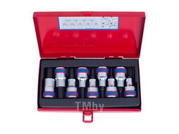 Набор торцевых насадок KING TONY 1/2", HEX, 3-14 мм, L = 60 мм, 9 предметов 4110PR
