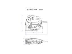Лобзик METABO 570Вт,макс пропил 70/6мм,регулятор числа ходов 900-3300/мин,2 кг Quick STEB 70 M-192806