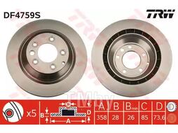 Тормозной диск Audi Q7 (2006-), Porsche Cayenne (2002-), VW Touareg (10.2002-) R TRW DF4759S
