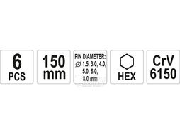 Набор пробойников-выколоток HEX 150мм, CrV (6пр.) Yato YT-47121