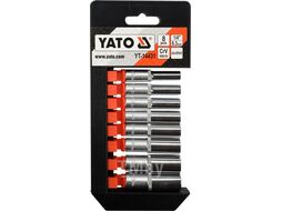 Головки торцевые 1/4" 5,5-13мм L=50мм (набор 8пр.) CrV Yato YT-14431