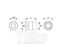 Головка торцевая ударная 1/2" 6гр. 16мм L39мм CrMo Yato YT-1006