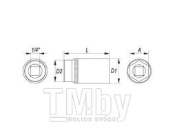 Головка торцевая 1/4" 6гр. 5,5мм L50мм CrV Yato YT-1416