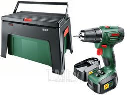 Аккум. дрель-шуруповерт BOSCH PSR 1800 LI-2 в кор. + ящик для инструментов WorkBox (18.0 В, 2 акк., 1.5 А/ч Li-Ion, 2 скор., 38 Нм, шурупы до 8 мм)