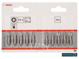 Насадка-бита с крестообразным шлицем Pozidriv Extra-Hart PZ2 25мм (10шт) 2.607.001.559 BOSCH